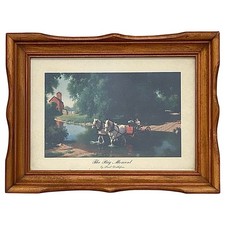 VTG 60s Paul Detlefsen THE BIG MOMENT Wood Framed Art Print 9x12 Rural Americana picture