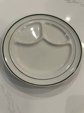 Green Stripe Restaurant Ware 3 Section Dinner Plate Buffalo China Vintage picture