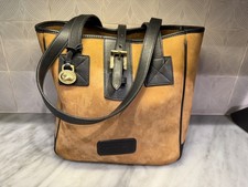 Great - Vintage DOONEY & BOURKE  Black/Brown  Bucket Tote Nubuck Genuine Leather picture