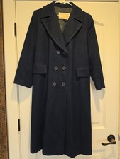 Vintage Pendleton 100% Virgin Wool Navy Double Breasted Long Coat USA Size 8 picture