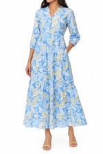 J.McLaughlin Cunningham Tropical Print Split V-Neck Tiered A-Line Midi Dress XS picture