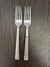 Wallace CHEYENNE  Hammered 18/10 Stainless 2-DINNER FORKS 7.75” Flatware picture
