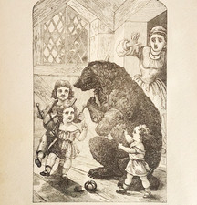 1880s Circus Bear Playing With Children Wood Engraving Victorian Animals A4D picture