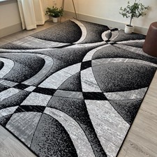 Large Contemporary Area Rugs Carpet Living Room Rugs 5’x7’ Gray/Black picture