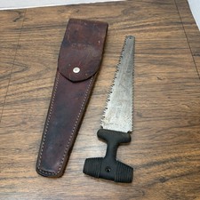 Vintage Buck Sawbuck 154 T Hand Saw & Leather Belt Sheath Game Hunting - Rough picture