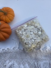 Vintage White Cream Plastic Buttons Bulk Mixed Sewing Craft Lot MOP bulk Lot Bag picture