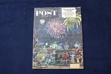 1953 JULY 4 THE SATURDAY EVENING POST MAGAZINE-FIREWORKS DRIVE-IN COVER- E 34155 picture