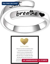 Angyape Just Breathe Ring For Women, Adjustable Inspirational Heart Rings Stainl picture