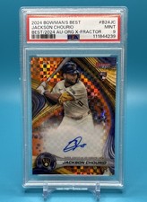 2024 Bowman's Best Jackson Chourio (RC) Orange X-Fractor Auto /25 #B24-JC PSA 9 picture