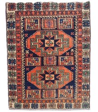 Amazing Hand Knotted Vintage Afghan Kazak Wool Area Rug 4.9 x 3.1 Ft picture