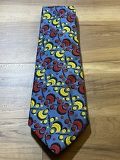 Vintage J Wembly Necktie Blue Red Yellow Abstract Paisley Wide Tie USA picture