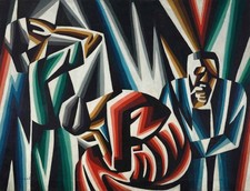 Arthur Segal Kain and Abel 1918 German Expressionist Biblical Scene picture