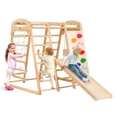 VEVOR Indoor Jungle Gym 7-in-1 Toddler Indoor Playground Wooden Climbing Toys M picture