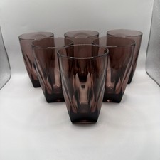 Vintage MCM Colony Vanity 12oz Amethyst Purple Lowball Glass 5” Set Of 6 Glows picture