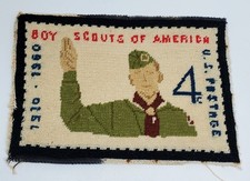 RARE 1960S BOYSCOUTS OF AMERICA  NEEDLEPOINT 4 CENT STAMP 10