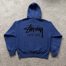 Stussy New York Chapter Indigo Pullover Hoodie Size Medium New With Tag NWT picture