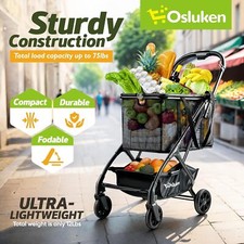 75 lbs Newly Upgraded Foldable Personal Portable Shopping Cart Grocery Cart picture