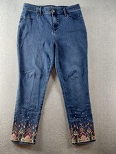 Chico's Women's Jeans Size 1.5 Floral Perfect Stretch Girlfriend Slim Leg Ankle picture