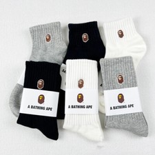 BAPE A Bathing Ape Head Embroidered Crew Socks - 3pcs picture