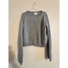 Reformation Clara Cashmere Cardigan Gray Button-Front Luxury Minimalist Medium picture