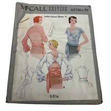 McCall Antique Early 1900's Pattern #6834 Ladies/Misses Blouses Size 38 HTF RARE picture