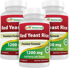 3 Pack Best Naturals Red Yeast Rice 1200 mg 60 Tablets  picture