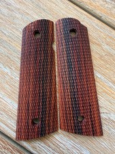 1911 Exotic Cocobolo Wood Grips Government Full Size Magwell Colt - Checkered picture
