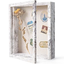 Califortree 8x10 Shadow Box Frame with Linen Back - 8x10, Distressed White picture