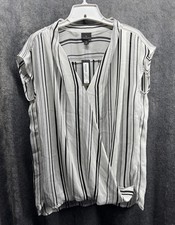 Worthington Business Casual Women’s Size XL White Black Stripe Sleeveless Sheer picture
