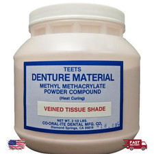 Denture Base Methacrylate Powder Heat Cure Veined Tissue 2.5 lb Dental Compound picture