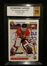 *DOMINIK HASEK* 1991-92 Upper Deck #335 *CGS 10* RC Rookie Card  picture
