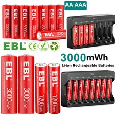 EBL AA AAA Rechargeable Lithium Li-ion Batteries 1.5V/ Optional 1.5V Charger Lot picture