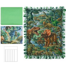 HunnmingRe 3 Pcs No Sew Blanket Kit,Dinosaur,Green | DIY Fleece Tie Blankets ... picture
