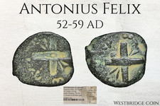 Antonius Felix | Judaea AD 54 | NGC VF Brockage | Biblical Prutah picture