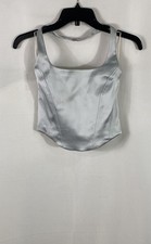 Wilfred Women's New Dusk Sterling Blue Corset Top Satin Cropped Sz S NWT picture