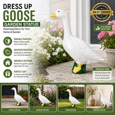 Dress Up Goose White Garden Statue Indoor Outdoor Yard Porch Décor picture