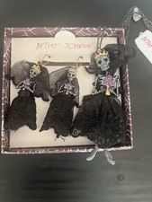 Betsey Johnson Skeleton Bride and Earrings Set - Rare - B4 picture