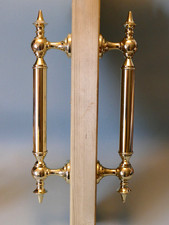 Beautiful Pair of Brass Salvaged Push Pull Door Handles Antique Vintage Shop Pub picture