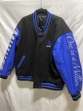 TWICE This Is For World Tour Varsity Jacket Black/Blue Faux Leather Sleeves 2XL picture