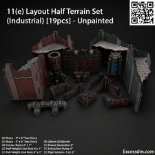 WH40k 11th Ed Foldable Industrial Terrain Half/Full 19/38pcs Unpainted picture