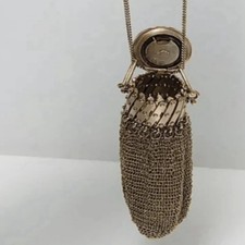 Vintage 1920s Metal Mesh Coin Purse Twist Top Art Deco Silver Tone picture