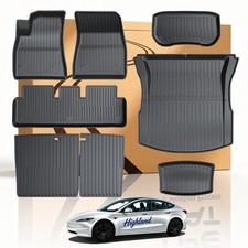 COMAUTO TPE Floor mats & Trunk Liner for Tesla Model 3 Highland 2024-2027 8PCS picture