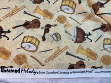 Untamed Melody Instruments cotton fabric Orchestra Band Wilmington by the 1/2 yd picture