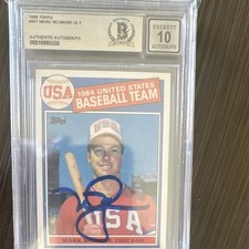 Topps 1986 #401 Mark McGwire Hard Signed Auto BGS 10 BAS Auth USA Team picture