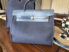 Auth HERMES Her Bag a Dos - Navy Toile H Box Calf Square F Backpack picture