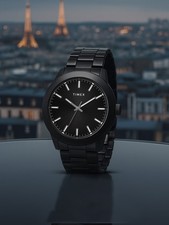 Timex Mens Watch All Black Stainless Steel Bracelet Dial 30M Water Resistance picture