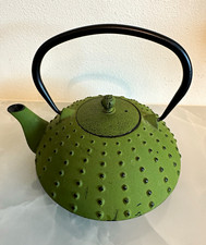 Authentic Oigen Japanese Cast Iron Teapot Green Arare Hobnail Tetsubin Japan picture