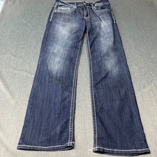 BKE Men's Jake Jeans Size 32R Blue Casual Denim Bootcut Thick Stitch Stretch picture