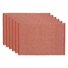 Vintage Red Two-Toned Placemat Set - 6 Piece Tabletop Decor for Dining picture