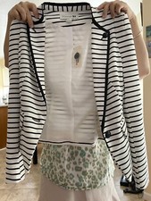 Forever 21 ladies women's casual coat jacket or top white black stripes NEW TAGS picture
